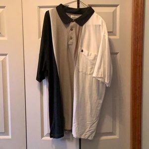 Authentic Falls Creek Tri-colored polo shirt 3X with orange stripe down center